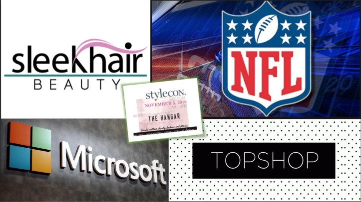 NFL Topshop Microsoft Sleekhair Beauty all sponsor Stylecon