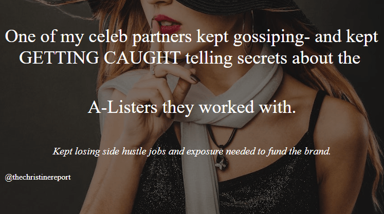 The Christine report founder discusses her celebrity partner meltdowns in her blog The Christine Report.